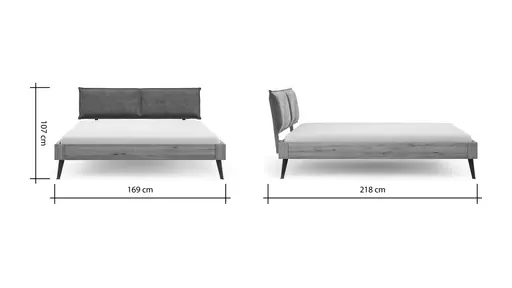 Bettgestell 1660 - Liegefläche ca. 160x200 cm, Wildeiche massiv, geölt