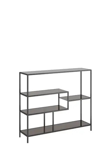 Regal- B ca. 115 cm, Stahl, pulverbeschichtet, Schwarz, Glas, Schwarz