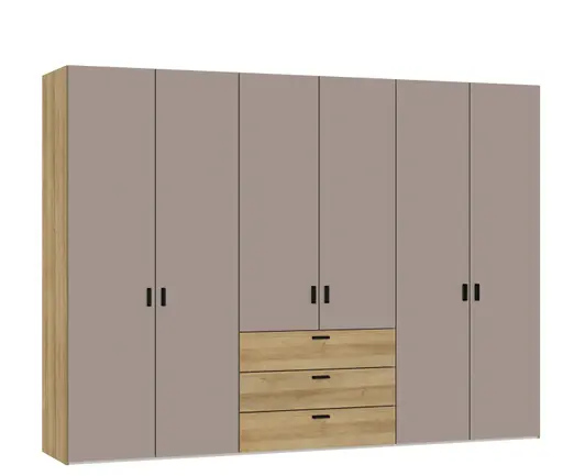 Drehtürenschrank JOIN IT- B ca. 303 cm, Eiche Dekor, Nougat