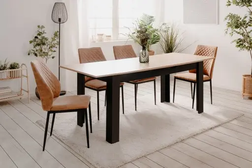 Esstisch - ausziehbar, LB ca. 160x80 cm, Artisan Eiche Nachbildung, Schwarz