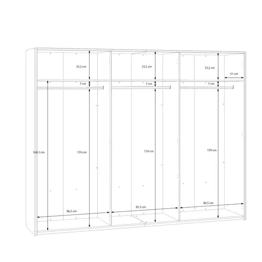 Drehtürenschrank FALLEA- B ca. 265 cm, Wildeiche Natur, Dunkelgrau