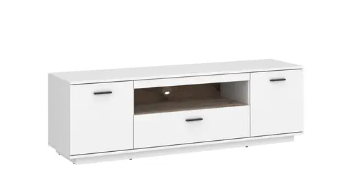 TV-Lowboard - B ca. 160 cm, Alpinweiß, Viking Eiche Nachbildung