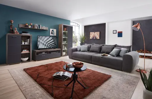 Megasofa - 3-Sitzer, Stoff, Dunkelgrau