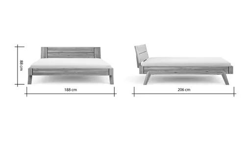 Bettgestell New Jersey - Liegefläche ca. 180x200 cm, Wildeiche massiv, mit Lisenen Anthrazit