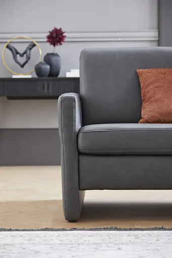 Sofa Arima - 2-Sitzer, Leder, Anthrazit