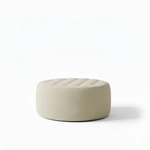 Hocker Tromso - D. ca. 90 cm, Stoff, Creme