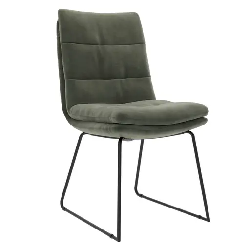 Stuhl Jukka - Stoff, Eukalyptus, Kufen, Schwarz