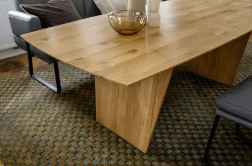 Esstisch 3100 - LB ca. 220x100 cm, Asteiche Bianco massiv, Holzwange