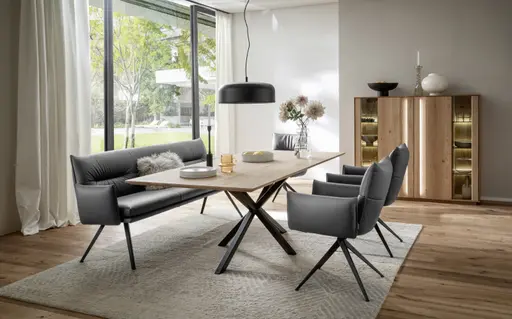 Esstisch Due Viso - LB ca. 220x100 cm, Wildeiche massiv, geölt