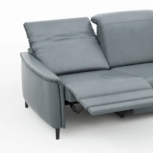 Sofa Bolivien - 2,5-Sitzer mit Relaxfunktion/Kopfteilverstellung motorisch, Leder, Steel
