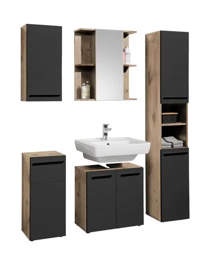 Kommode- Vintage Holz, Schwarz, Matt, Tiefzieh