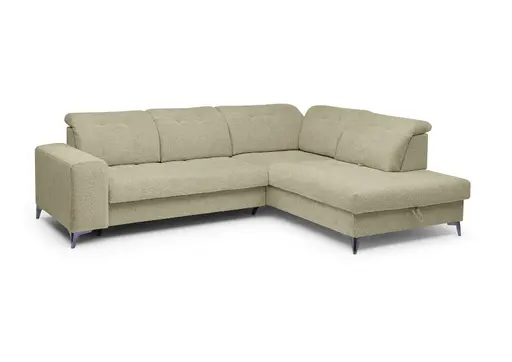 Ecksofa -2-Sitzer mit Ecke rechts, Kopfteil verstellbar, Sitztiefe verstellbar motorisch, Stoff, Sand