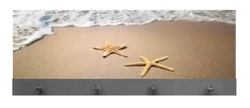 Wandgarderobe - B ca. 80 cm, Strandmotiv, Alufarben