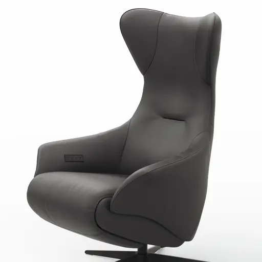 Relaxsessel Follina - Relaxfunktion (motorisch), Leder, Schwarz, Akku