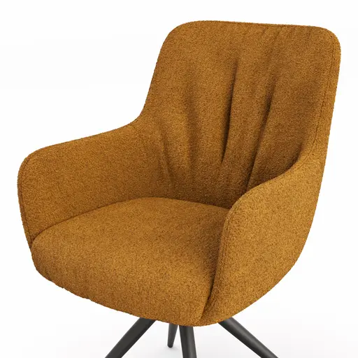 Armlehnstuhl Mis Legere - Boucle, Kurkuma, Stativ, Anthrazit