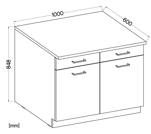 Unterschrank- B ca. 100 cm, Weiß, Matt