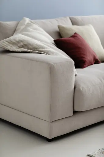 Ecksofa Juni - 2-sitzer mit Ecke rechts, Stoff, Taupe