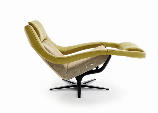 Sessel - Relaxfunktion motorisch, Stoff/Leder, Gelb/Grün