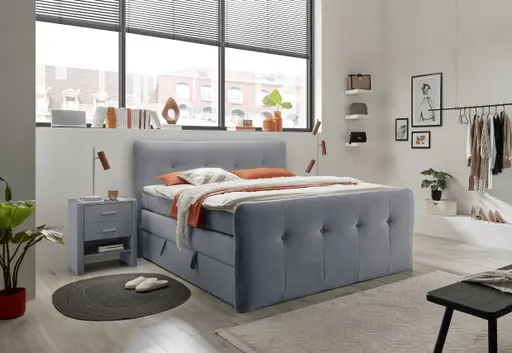 Boxspringbett HOLLIE- Liegefläche ca. 180x200 cm, Stoff, Stahl