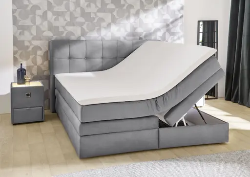 Boxspringbett- Liegefläche ca. 180x200 cm, Stoff, Grau, Basic