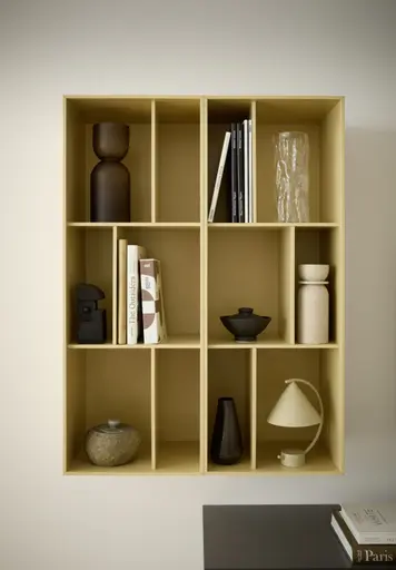 Wohnwand 3900 - Lack, Steingrau, Mandel