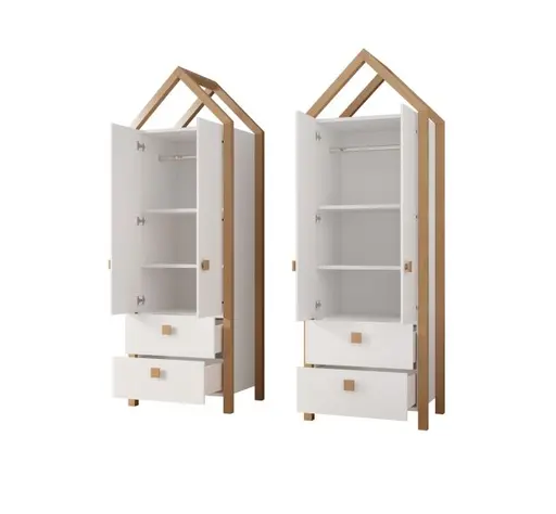 Kleiderschrank - B ca. 76 cm, Kiefer Weiß, Birke