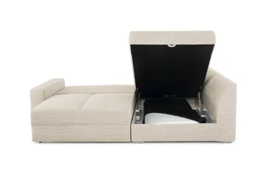 Ecksofa JANIS - 2,5-Sitzer, Ecke rechts inkl. Schlaffunktion, Stoff, Beige