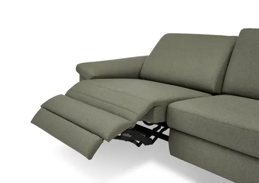Sofa CALM PLUS 2.0 - 3-Sitzer, Relaxfunktion teilmotorisch inkl. Kopftstütze, Stoff, Olive