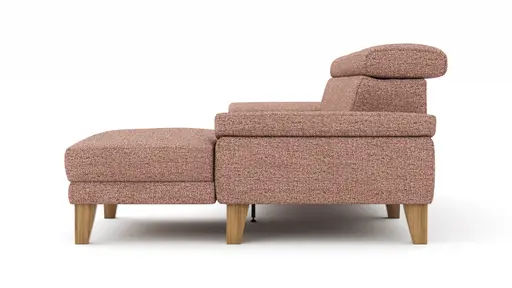 Ecksofa Hudson - 2,5-Sitzer mit Longchair rechts inkl. Kopfteil verstellbar, Stoff, Kupfer