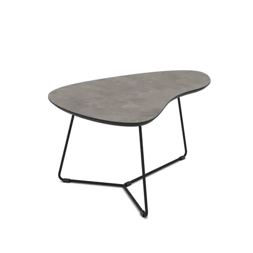 Couchtisch - 2er Set, Betonoptik dunkel, Schweizer Kante, Schwarz