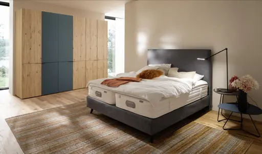 Boxspringbett Navelli 1 - Liegefläche ca. 180x200 cm, Stoff, Grau