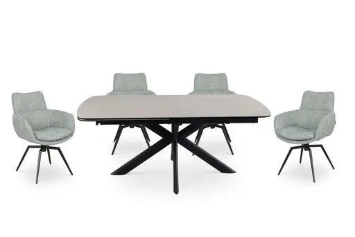 Esstisch MAXIE - ausziehbar, LB ca. 190x98 cm, Glaskeramik, Travertin farbig