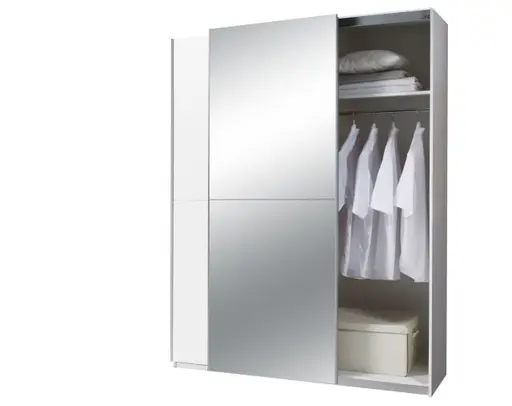 Schwebetürenschrank- B ca. 170 cm, Weiß, Spiegel