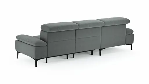 Ecksofa Felipa - Longchair links mit 2,5-Sitzer inkl. Armlehne verstellbar und Rückenlehne/Sitztiefe verstellbar (motorisch), Stoff, Grau