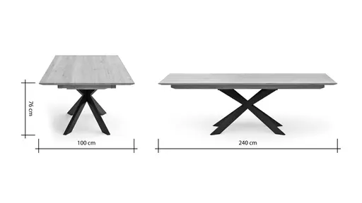 Esstisch Talara Lola - beidseitig ausziehbar, LB ca. 240x100cm, Wildeiche Bianco