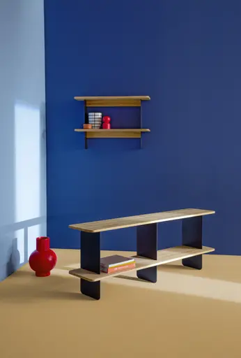 Regal Olai - Asteiche massiv, Wangen, Schwarz