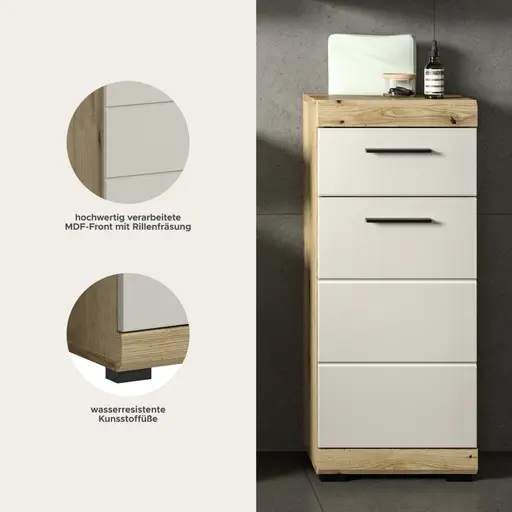 Standschrank - B ca. 37 cm, Evoke Eiche Nachbildung, Kaschmir