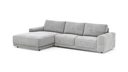 Ecksofa Balok - Longchair groß links mit 2,5-Sitzer, Stoff, Eisengrau