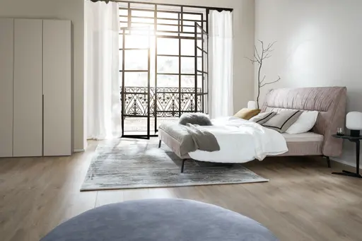 Bett Alvito - Liegefläche 180x200 cm, Stoff, Silberfarben