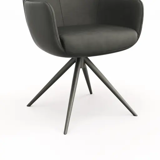 Armlehnstuhl Mis - Leder, Dunkelbraun, Drehbar, Gestell, Anthrazit