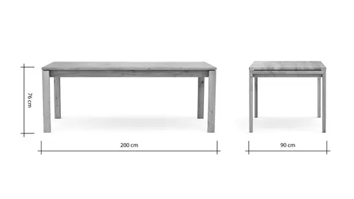 Esstisch Farmingdale - ausziehbar, Platte mit gerader Kante, LB ca. 200x90 cm, Eiche massiv, natur geölt