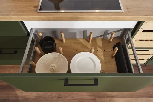 Winkelküche 54.160 GL 7 521, Lack samtmatt Waldgrün