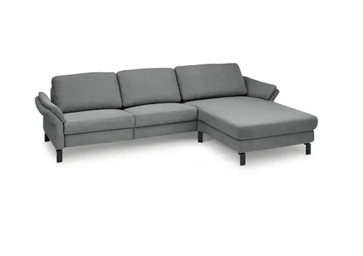 Ecksofa CALM PREMIUM 2.0 - 3-Sitzer mit Longchair rechts, Rückenlehne vertellbar, Stoff, Anthrazit