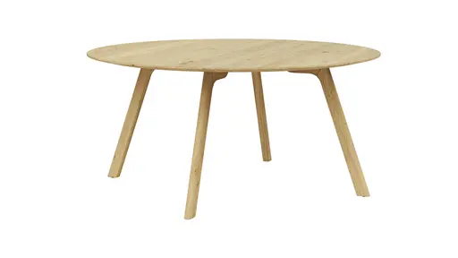 Esstisch Phoenix - LBH ca. 160x160x75 cm, Eiche massiv, Bianco geölt, rund