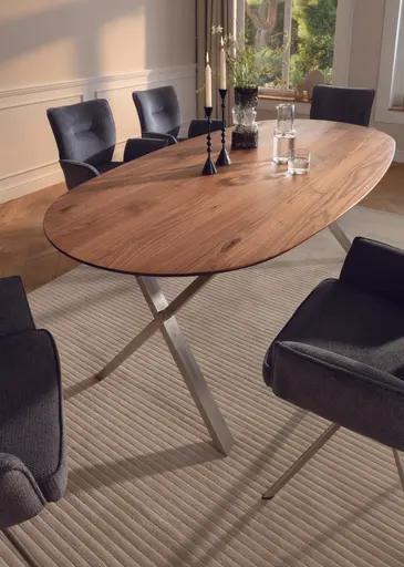 Esstisch Nayara - LB ca. 200x100 cm, Wildnussbaum massiv, geölt