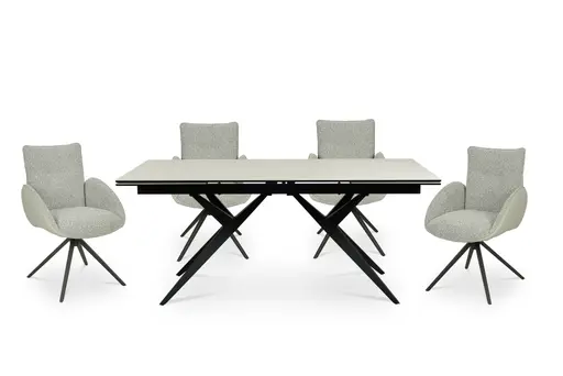 Esstisch MICHELA - ausziehbar, LB ca. 180x95 cm, Glaskeramik, Travertin farbig