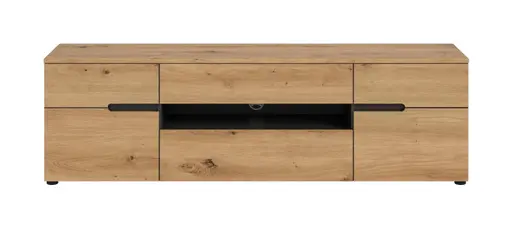 Wohnwand - Basalt grau, Artisan Eiche Nachbildung