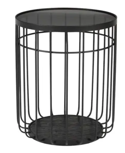 Couchtisch Svala S - Eisen, MDF, Glas, Schwarz