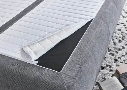 Schlafsofa- 2 Sitzer, Inkl. Bettkasten, Stoff, Grau