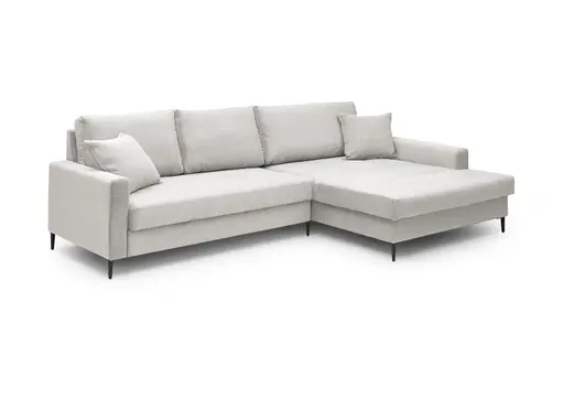Ecksofa - 3-Sitzer mit Longchair rechts, Stoff, Creme